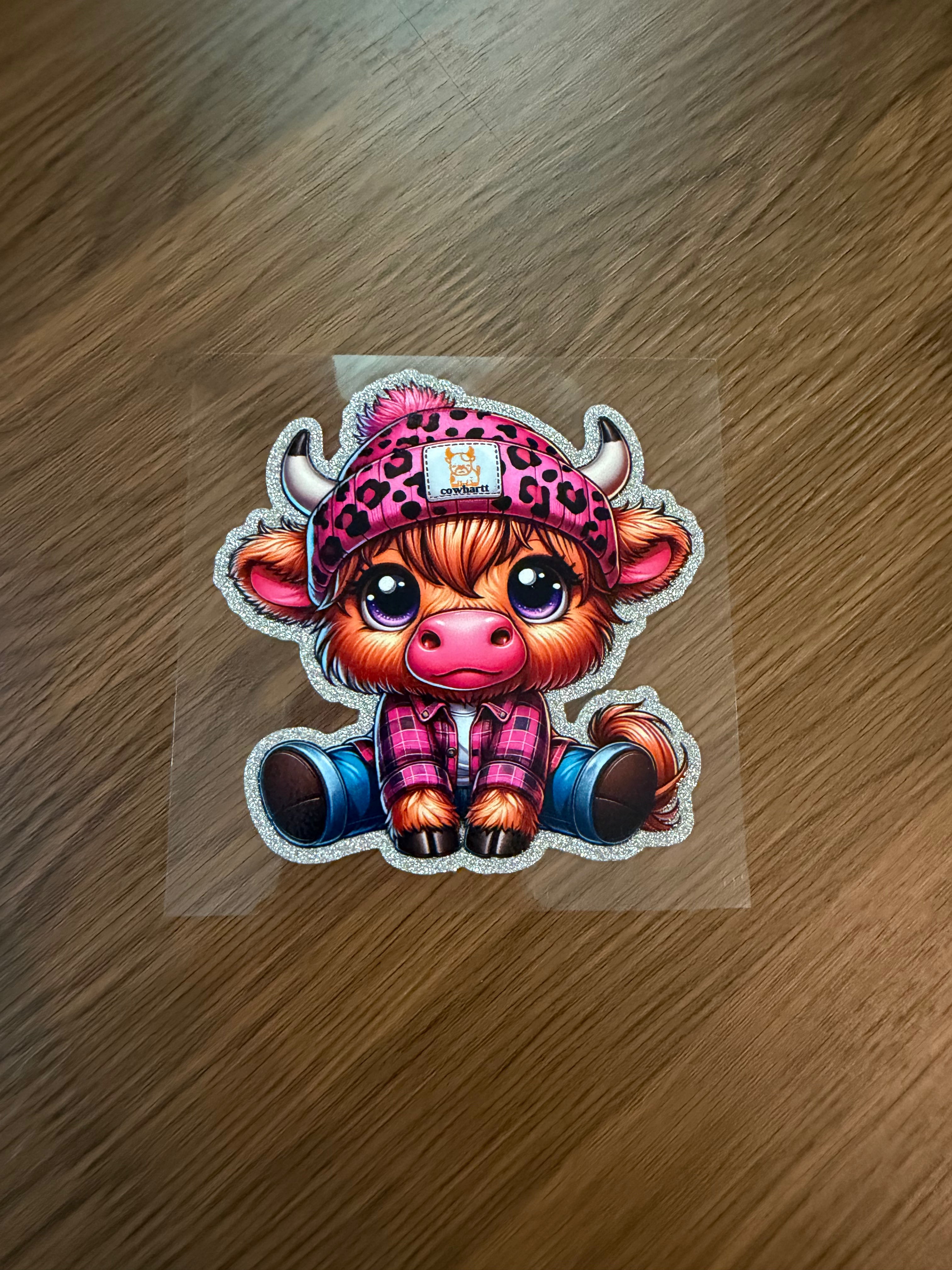 2 Pink Glitter Cow
