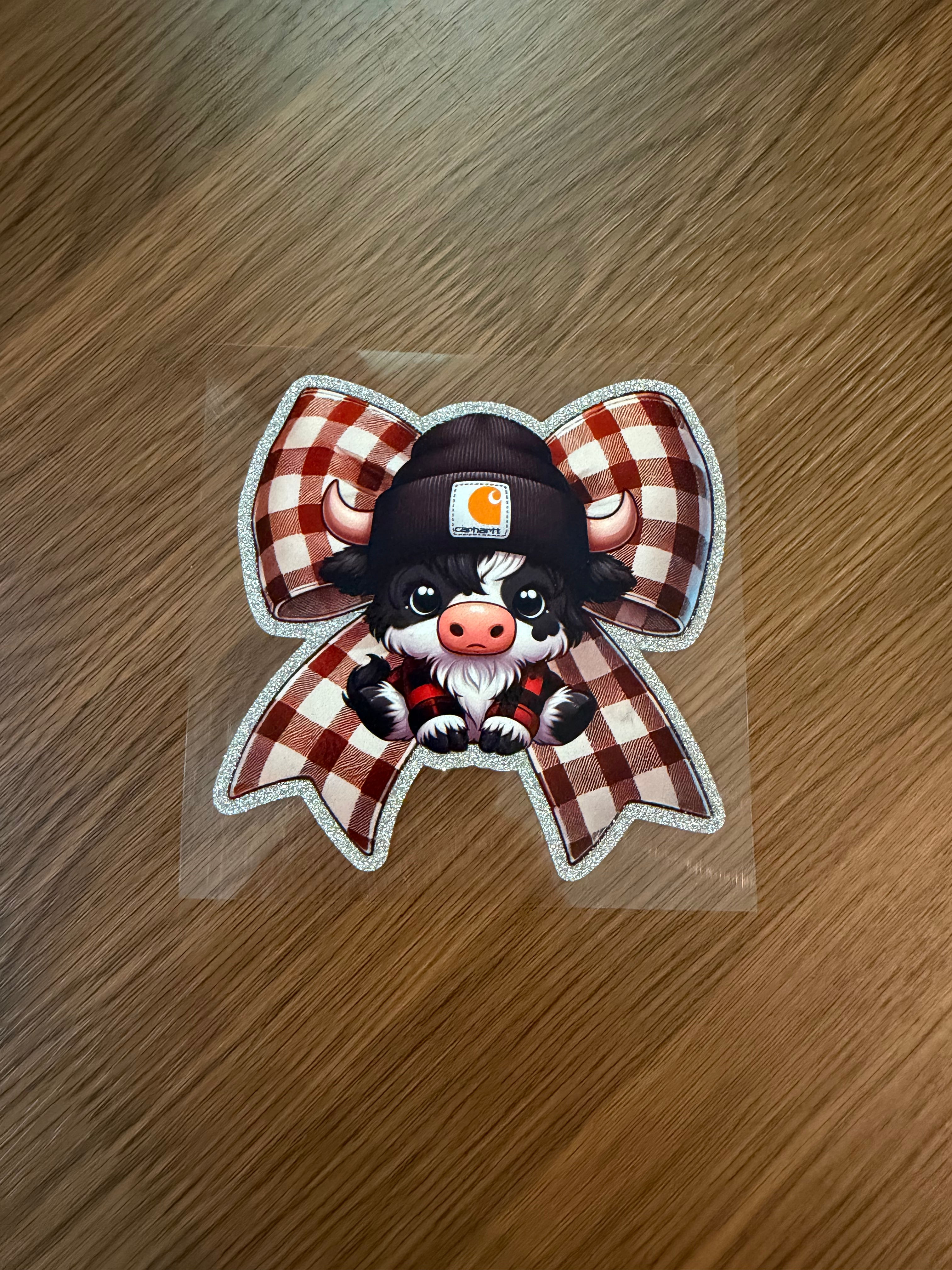 5 Black Hat Bow Glitter Cow